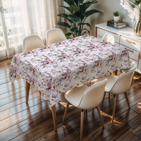 Nappe carrée en PVC RNPT à imprimé floral violet clair, imperméable, anti-taches, facile à nettoyer, anti-rayures, moderne, pour intérieur et extérieur