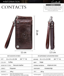 2025 <span class=keywords><strong>noir</strong></span> ange multi-fonctionnel décontracté tendance hommes portefeuille en cuir de vachette avec dragonne en cuir véritable pochette - Product Image 6