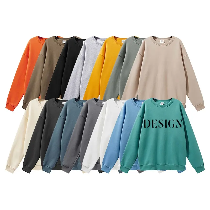 2024 New Arrival 100% Cotton Custom Print Casual Street Oversized Hoodies Solid Color Sweatshirt