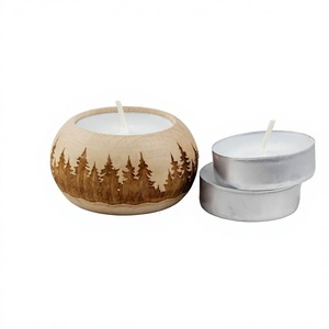 Wooden Rectangle Eco-Friendly Durable <b>Tea</b> Light Holder Handmade Candle <b>Stand</b> Brown Decorative Jar for Home Christmas Table Decor - Product Image 6