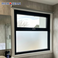Ventanas de Aluminio Resistentes RICHOCEAN, Ventanas Abatibles con Vidrio Esmerilado para Baño, Protección Contra la Intemperie y Privacidad