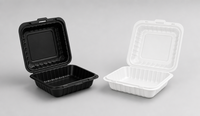 Contenants alimentaires jetables en MFPP noir extra profonds de 9x9x3,4 pouces, 47 oz, 1400 ml, boîte bento carrée jumbo pour les repas en famille