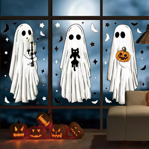 Pegatina de Papel de Fantasma de Talla Grande para Halloween, Etiqueta Decorativa para Ventanas de Hogar y Supermercado - Product Image 1