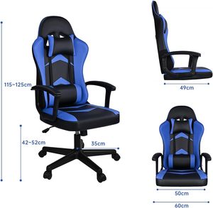 <span class=keywords><strong>Silla</strong></span> <span class=keywords><strong>Gamer</strong></span> Giratoria de 360 Grados, <span class=keywords><strong>Azul</strong></span>, en Oferta, con Respaldo Acolchado Alto, Ergonómica y Reclinable - Product Image 6