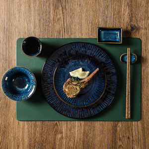 Juego de vajilla de porcelana azul y verde de alta calidad, platos de cerámica cambiados al <span class=keywords><strong>horno</strong></span> nórdico, 3 uds., <span class=keywords><strong>gres</strong></span> para restaurante - Product Image 3