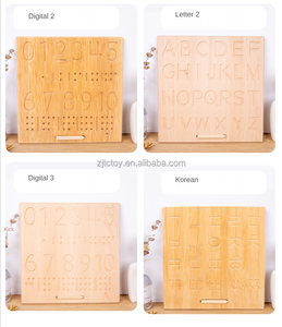 Juguete educativo de madera para niños, Material de enseñanza Montessori, aprendizaje de <span class=keywords><strong>idiomas</strong></span>, tablero de trazado de madera con alfabeto de doble cara - Product Image 6