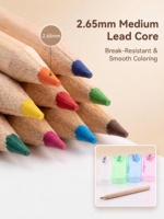 12 mini crayons de couleur en bois naturel, hexagonaux, avec tube en plastique transparent et couvercle, non toxiques, pour enfants, cadeau, logo personnalisé, OEM, en gros