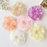 Chouchous pour cheveux transparents en maille à motif fleur de marguerite, grands, mignons, accessoires pour femmes et filles