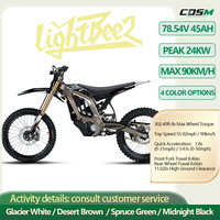 Moto tout-terrain Surron Light Bee 2 avec moteur de 24 kW de puissance maximale, batterie 78,5 V 45 Ah, idéale pour les sentiers désertiques et boueux