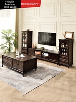Table basse et meuble TV de style américain en bois massif de luxe avec armoire de rangement au sol pour salon – Projet clé en main