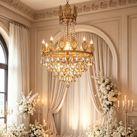 Lustre en cristal doré antique, lampe suspendue de style rétro français pour la décoration de villa, escalier, salle de mariage, hall