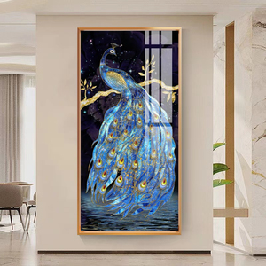 Paon Art cristal porcelaine peinture murale décorative pour la maison hôtel décoratif abstrait mur Art encadré animaux peintures - Product Image 6