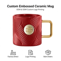 Tasse à café en céramique personnalisée, tasse à médaillon en céramique, céramique, médaille en bronze, tasses à expresso vintage rouges
