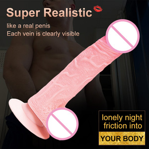 Consolador vibrador para mujeres piel <span class=keywords><strong>Real</strong></span> y sensación masturbación femenina pene juguetes sexuales pene grande - Product Image 3