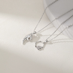 Tiger Sniff Rose Couple Necklace Themed Pendants Animal Shape 10cm Extended Chain Gift Jewelry Qixi Festival - Product Image 3