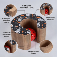 Arbre à chat pliable accordéon classique, jouet interactif en carton ondulé couleur lin avec clochette et balle, jouet à gratter pour chat, protection des griffes