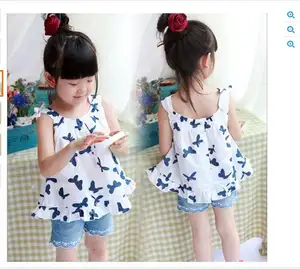 हल्ली एक्सप्रेस बेबी लड़कियों की स्लीवलेस तितली मुद्रित डिजाइन पोशाक