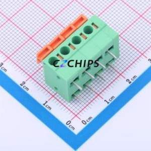 DB142R-5.08-4P-GN Spring Terminal Block Bent Lead Through Hole,P=5.08mm Connector 1x4P 5.08mm Green 4P - Product Image 1
