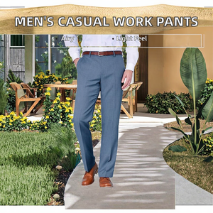 <span class=keywords><strong>Pantalones</strong></span> Casuales de Trabajo para Hombre Leonmeory, de Lona, Transpirables, Ligeros, de Verano, Rectos, Sueltos, de Cintura Media, con Frente Plano - Product Image 2