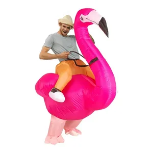 Flamingo lucu dapat ditiup berjalan kostum hewan setelan Cosplay permainan pakaian tiup liburan dewasa Ukuran setelan tiup