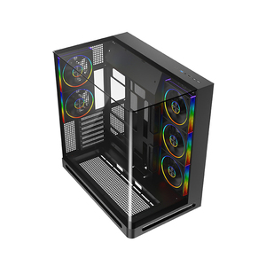 Caja <span class=keywords><strong>de</strong></span> PC con Panel Frontal <span class=keywords><strong>de</strong></span> Vidrio y Pantalla LCD, Nuevo Diseño Metálico, ATX Mid Tower, USB3.0, Escritorio, Negro - Product Image 2