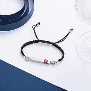 Pulsera de ceniza de cubo de cristal de piedra natal con cuerda tejida ajustable, joyería conmemorativa de cremación, recuerdo funerario de amante - Product Image 4