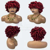 XZY Nueva Peluca de Cabello Humano Indio Natural SDD Super Double Drawn, Color Natural, Corta, Rizada y Voluminosa, para Mujeres Negras, Hecha a Máquina