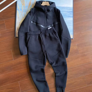 테크 플리스 새로운 로고 테크 플리스 후디 재킷 조깅 투피스 세트 세트 스포츠웨어 캐주얼 운동복 정장 - Product Image 5