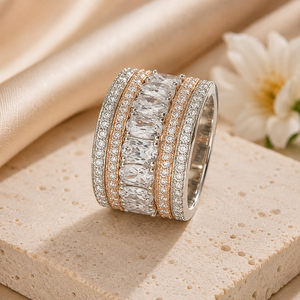 Anello con Design Geometrico Ovale e Texture per Donne - Product Image 5
