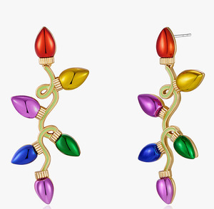 Sparkling Multicolor Rhinestone Zircon Christmas <b>Lantern</b> Leaf Drop Earrings Bohemian Inlaid Crystal Stud Earrings Women Wedding - Product Image 2