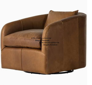 <span class=keywords><strong>Fauteuil</strong></span> pivotant moderne brun <span class=keywords><strong>foncé</strong></span> pour salon, bureau à domicile, appartement ou hôtel, fabriqué en <span class=keywords><strong>cuir</strong></span> véritable - Product Image 4