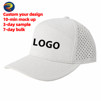 Casquette de baseball structurée à profil haut avec logo brodé personnalisé, perforations laser, découpe laser, respirante, pour sports de plein air