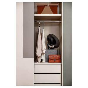 Optima現代的なMDFクローゼットオーガナイザープッシュツーオープン引き出しガラス棚とインテリア照明ワードローブ - Product Image 6