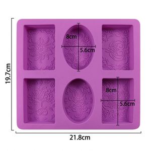 Moule en silicone écologique à 6 cavités, motifs traditionnels variés, pour la fabrication de savon, de gâteaux et de bougies, DIY, OEM/ODM - Product Image 3