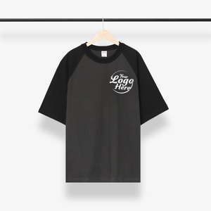 T-shirt tendance à blocs de couleurs 100% coton imprimé, manches raglan, col rond, style oversize assorti pour couple, t-shirt pour homme - Product Image 6