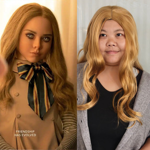 M3GANCOS Yellow <b>Lace</b> Front <b>Wig</b> Loose Wave Long Curly High Temperature Fiber Heat Resistant Average Size <b>Wigs</b> - Product Image 1
