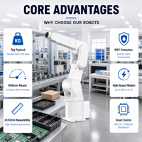 Robot CE 6 axes 7 kg IP67 ±0,02 mm 906 mm, montage mural ou au sol pour l'entretien et le chargement des tours et fraiseuses CNC