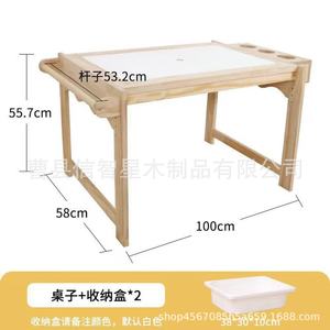 Ensemble table et chaises en bois massif pour enfants avec plateau de construction pour l'apprentissage précoce et les jeux - Product Image 3