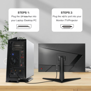 <span class=keywords><strong>Cable</strong></span> DP a HDMI de 6 Pies, Unidireccional, DP 1.2, de Computadora a HDMI 1.4, <span class=keywords><strong>Cable</strong></span> Chapado en Oro para Lenovo, HP, ASUS, Dell - Product Image 3