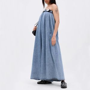 <span class=keywords><strong>Bustier</strong></span> personnalisé froncé manches bouffantes corps féminin élégant <span class=keywords><strong>Bustier</strong></span> ultra large jambe Silhouette femmes surdimensionné Denim <span class=keywords><strong>combinaison</strong></span> - Product Image 3