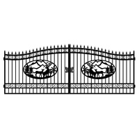 Clôture en fer forgé pour cour et jardin, panneaux décoratifs en fer ornamental, revêtement en poudre noir sur mesure