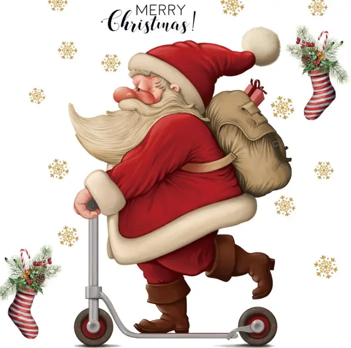 Skateboard Santa Claus shopping mall window glass Christmas wall stickers school atmosphere decoration stickers