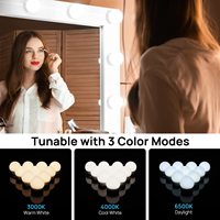 Miroir de maquillage LED avec lampe à 3 températures de couleur, commande tactile pour salle de bain, coiffeuse portable, lumière cosmétique