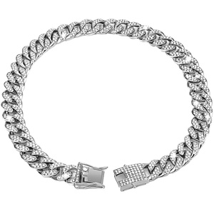 Luxury <strong>Tactical</strong> 15mm Diamond Gold Silver <strong>Dog</strong> <strong>Collar</strong> Solid Metal Cuban Link Chain with Alloy Jewelry Accessories - Product Image 5