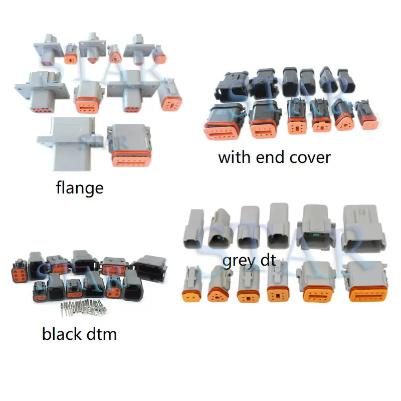 High quality Automotive connector DT DTP DTM Series 2 pin to 3 4 5 6 8 12 pin Waterproof Male Female Deutsch Connector 22-16AWG