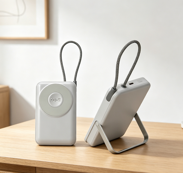 New 5-in-1 Magnetic Portable Charger with Built-in Cable Type C Faster Charger Power Station Power Bank 10000mAh