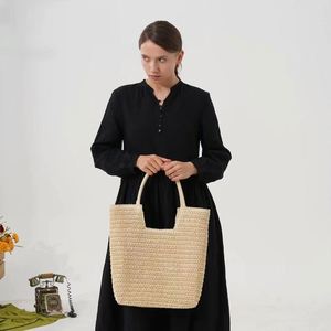 Bolso Tote Tejido Simple para Mujer, Gran Capacidad, Bolso de Playa de Paja para Vacaciones y Días de Playa - Product Image 6
