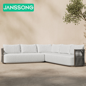 Ensemble de canapés de luxe en forme de L, en corde, pour jardin, hôtel, mobilier d'extérieur, mobilier de patio, canapé de piscine, ensemble de canapés en aluminium, canapé d'extérieur - Product Image 4