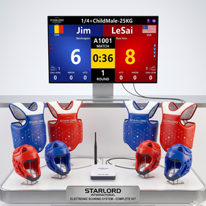 Ensemble de protection thoracique électronique et d'équipement de Taekwondo avec système de notation professionnel pour les ligues scolaires d'arts martiaux - Product Image 5