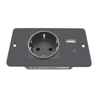 KINMINJU Soket Ekstensi Terintegrasi Ukuran Kecil dengan Port USB-A USB-C 5m Stopkontak Meja Konferensi/Kopi 16A 230V IP20